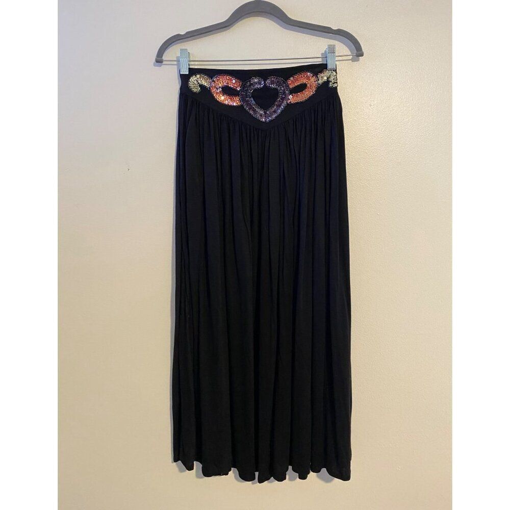 Vintage Christine Gerard Sequin Embellished Black Rayon Top & Skirt Set M - Picture 10 of 15
